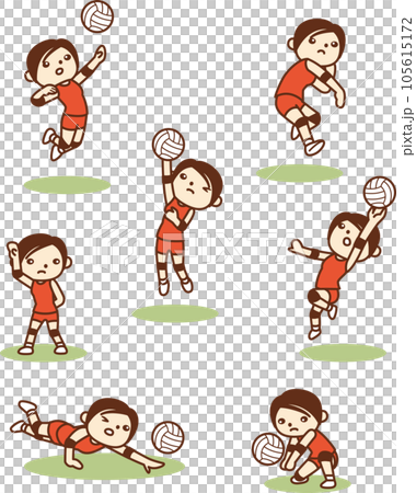 Cute girls volleyball illustration collection Cute girls volleyball illustration collection 105615172