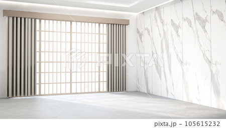 Modern japan style empty room decorated with white slat wall. 105615232