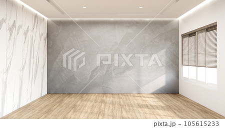 Modern japan style empty room decorated with white slat wall. 105615233