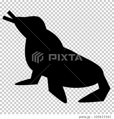 A filled style icon representing a sea creature, a sea lion 105615581