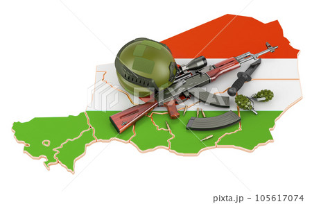 Military force, army or war conflict in republic of the Niger concept. 3D rendering 105617074