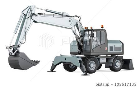 Excavator closeup, 3D rendering 105617135
