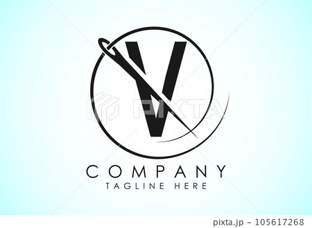 English alphabet with sewing needle and thread Icon. Tailoring logo design concept. 105617268