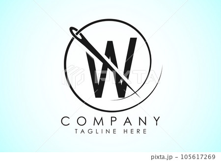 English alphabet with sewing needle and thread Icon. Tailoring logo design concept. 105617269