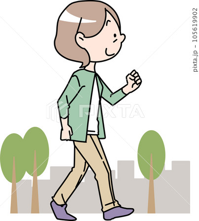 ウォーキングする年配女性 105619902