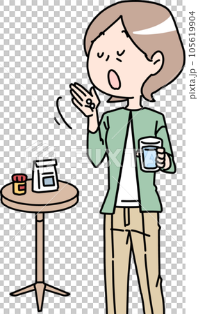 senior woman taking medicine 105619904