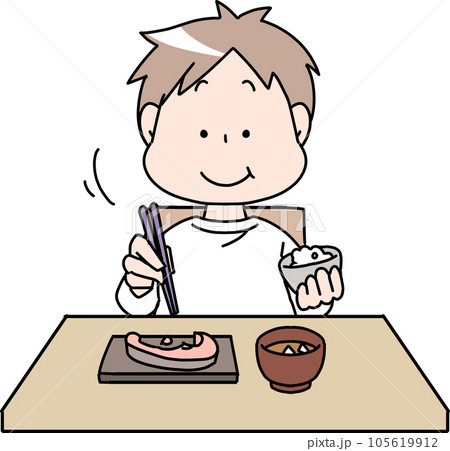 食事をする肥満体型の男性 105619912