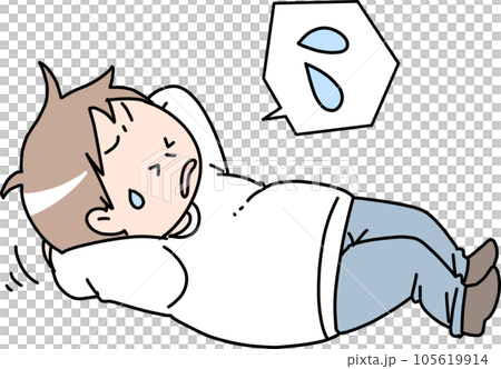 筋トレをする肥満体型の男性 105619914