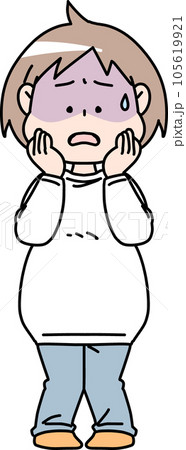 不安そうな肥満体型の女性 不安そうな肥満体型の女性 105619921