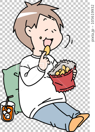 obese man snacking 105619932