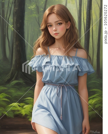 美しい女性　森の中 105620272