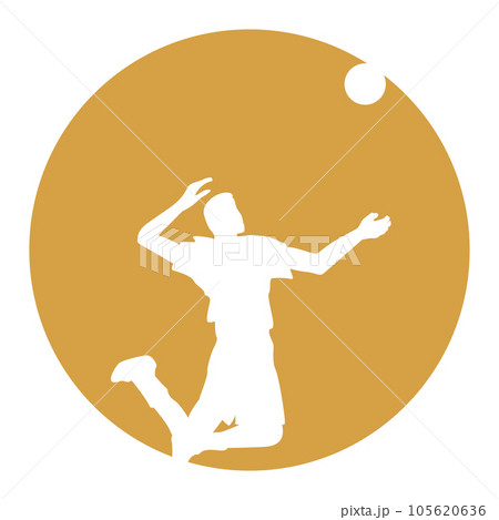 male volleyball player icon doing smash 105620636