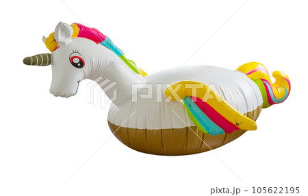 inflatable fat unicorn ring for swimming pool isolated on white background 105622195