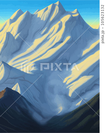Vector hand drawn illustration. Abstract flat minimalist design landscape. 105623132