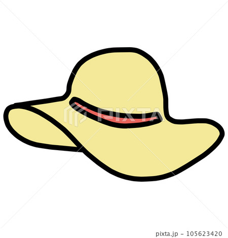 つばが広めの麦わら帽子のイラスト つばが広めの麦わら帽子のイラスト 105623420