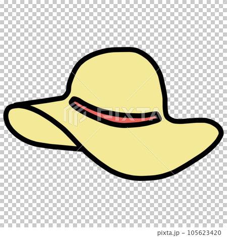 つばが広めの麦わら帽子のイラスト つばが広めの麦わら帽子のイラスト 105623420
