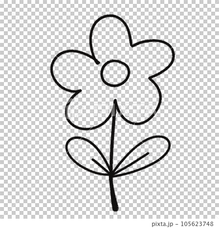 Leaf  black and white  stripes lined design  design  vegetable fruit  sea  child  learning teaching  drawing book  book coloring book  development picture without color  Flower clump of grass   105623748