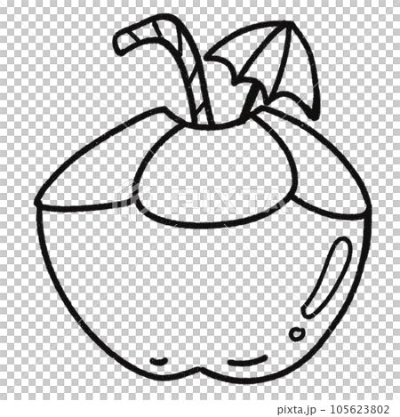 Leaf  black and white  stripes lined design  design  vegetable fruit  sea  child  learning teaching  drawing book  book coloring book  development picture without color  Flower clump of grass   105623802