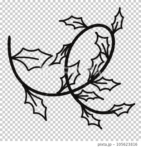 Leaf  black and white  stripes lined design  design  vegetable fruit  sea  child  learning teaching  drawing book  book coloring book  development picture without color  Flower clump of grass   105623816