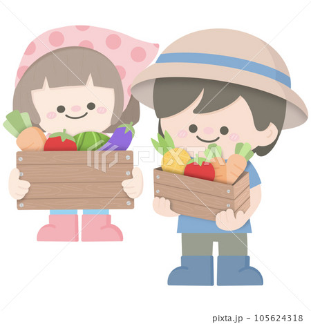 Cute farmer boy and girl 105624318