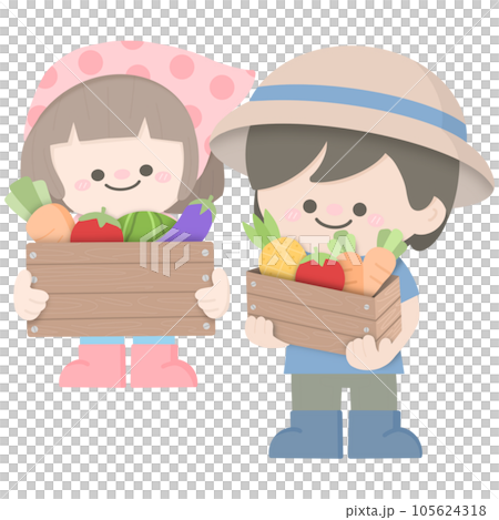 Cute farmer boy and girl Cute farmer boy and girl 105624318
