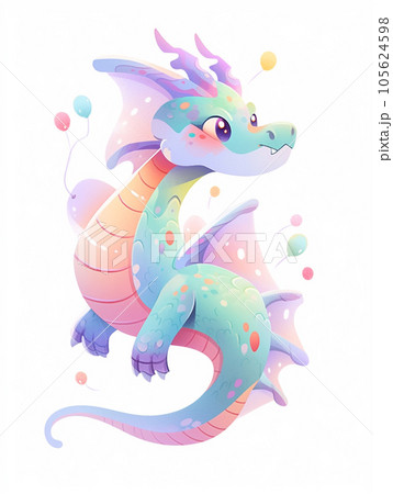 かわいいカラフルなドラゴン（辰・龍）AI生成画像のイラスト素材