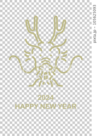 New Year's card design Simple dragon line drawing 105625093