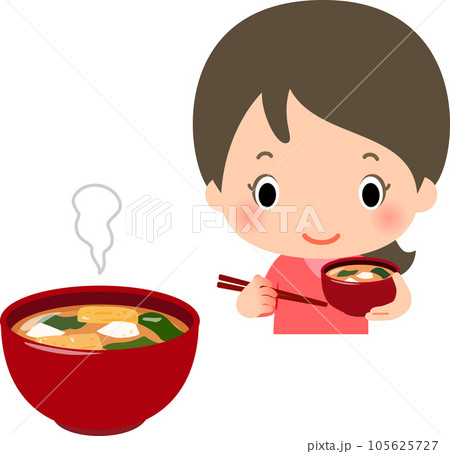 味噌汁を飲む女性 味噌汁を飲む女性 105625727