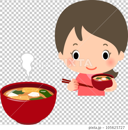 味噌汁を飲む女性 味噌汁を飲む女性 105625727