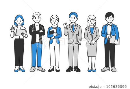 働くビジネスパーソン男女の全身ポーズセット【人物ベクターイラスト素材】 働くビジネスパーソン男女の全身ポーズセット【人物ベクターイラスト素材】 105626096
