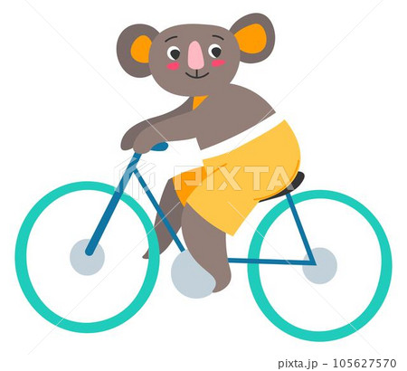 Koala funny character riding bicycle, personage 105627570