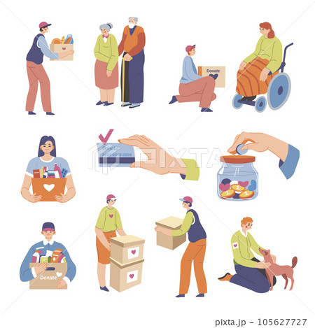 Charity and donation, helping people and volunteer Charity and donation, helping people and volunteer 105627727
