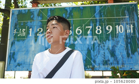 木陰で休憩する少年 105628080