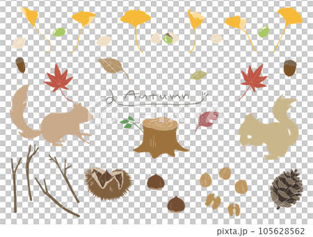 秋の装飾素材セット、ベクター 秋の装飾素材セット、ベクター 105628562
