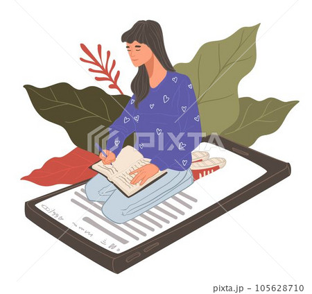Copywriting and education, woman with notebook 105628710