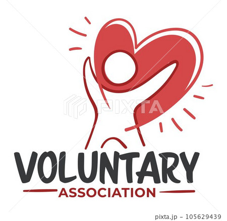 Voluntary association, label with person and heart 105629439