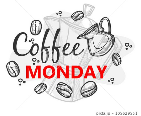 Coffee monday, beans and cezve with brewed drink Coffee monday, beans and cezve with brewed drink 105629551