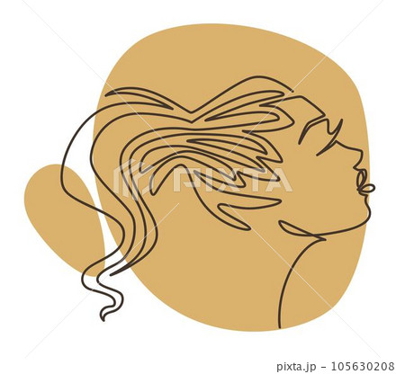 Profile of woman, portrait of girl with ponytail 105630208
