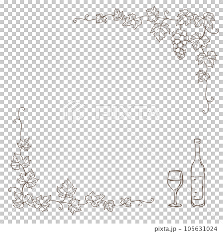 葡萄和葡萄酒筆劃框 葡萄和葡萄酒筆劃框 105631024