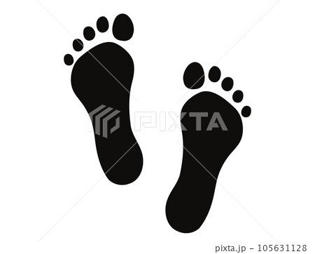 裸足の足あとのイラスト 105631128