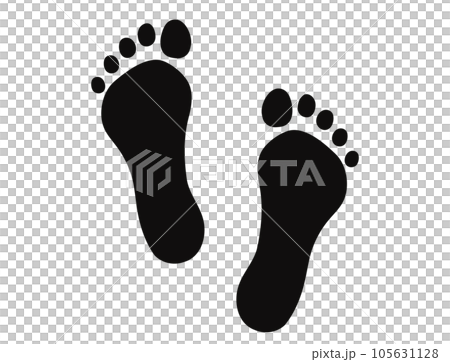 裸足の足あとのイラスト 105631128