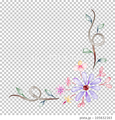 Flowers and Leaf Watercolor Illustration 105632163