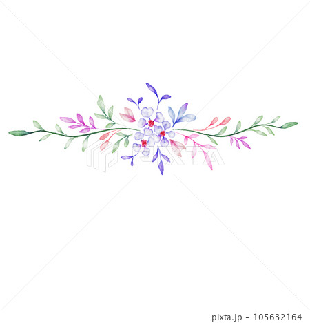 Flowers and Leaf Watercolor Illustration 105632164