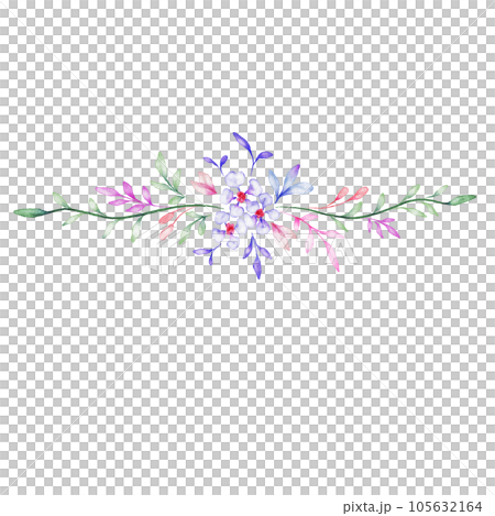 Flowers and Leaf Watercolor Illustration 105632164