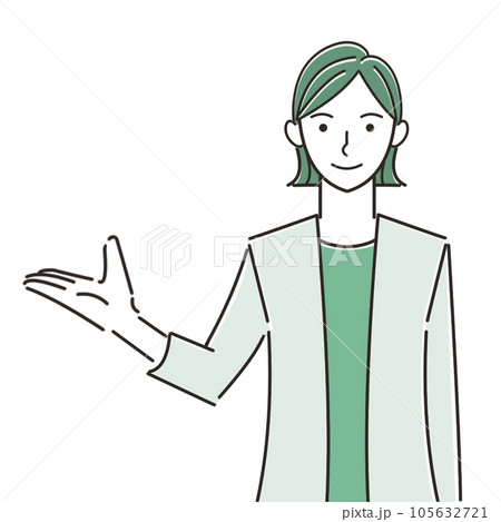 ご案内している笑顔のスーツの女性 ご案内している笑顔のスーツの女性 105632721
