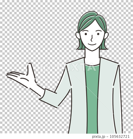 ご案内している笑顔のスーツの女性 ご案内している笑顔のスーツの女性 105632721
