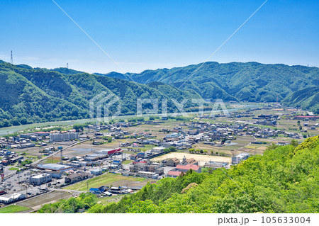 【茶臼山城跡展望台より周匝平野を一望 (吉井城山公園)】 岡山県赤磐市周匝 105633004