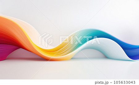 3D Abstract Background with Colorful Wave on White 105633043