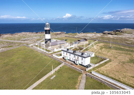 Aerial view of the Lighthouse on Tory Island, County Donegal, Republic of Ireland 105633045