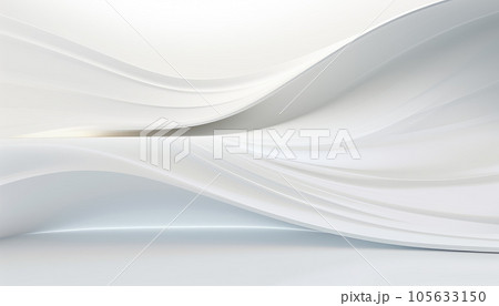 3D Abstract White Interior Background with Wavy Wall 3D Abstract White Interior Background with Wavy Wall 105633150